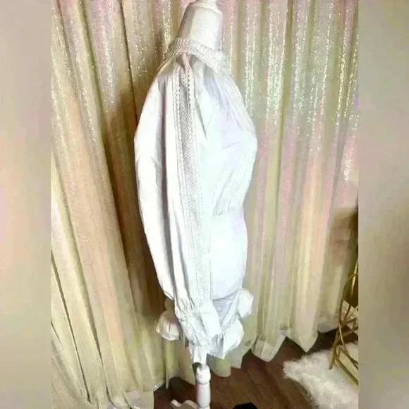 Victorian style cotton white mini dress - Picture 3 of 4